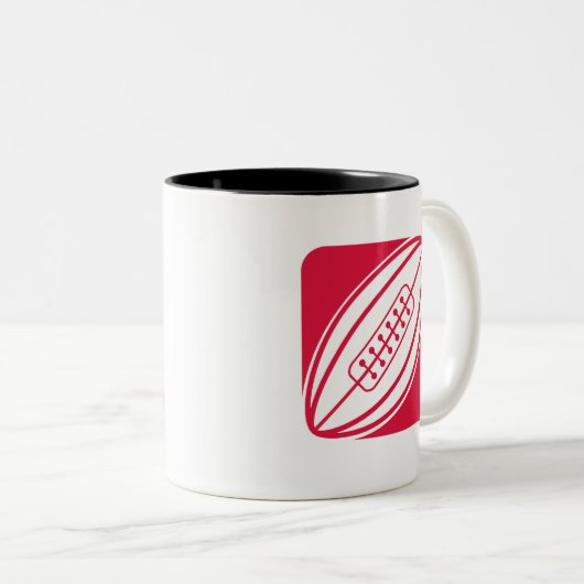 Crimson Red Rugby Tweekleurige Koffiemok (Voorkant rechts)