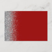 Crimson Red Silver Glitter Edge Wedding Details Informatiekaartje (Achterkant)