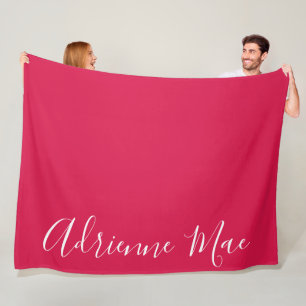 Crimson Red Simply Personalized Fleece Blanket