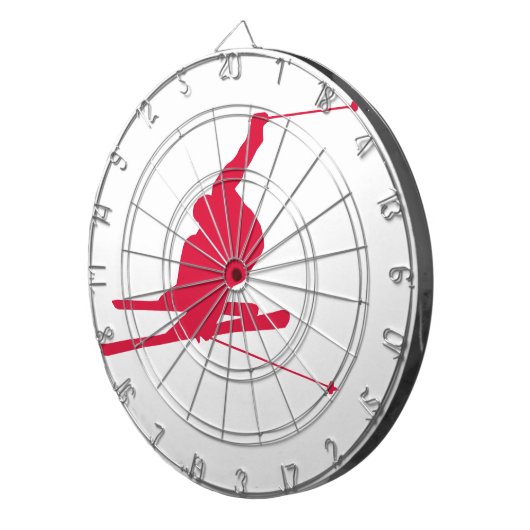 Crimson Red Snow Ski Dartbord (Voorkant Rechts)
