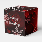 Crimson Red Snowflake Motif Cube Bedankdoosjes (Voorkant Zijde)