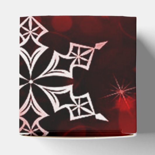 Crimson Red Snowflake Motif Cube Bedankdoosjes (Bovenkant)