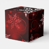 Crimson Red Snowflake Motif Cube Bedankdoosjes (Achterkant)