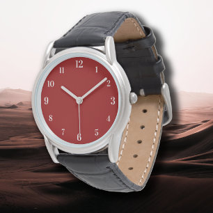 Crimson Red Solid Color   Klassiek   Elegant Horloge