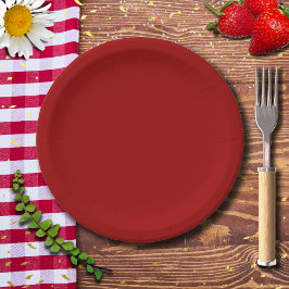 Crimson Red Solid Color | Klassiek | Elegant Papieren Bordje