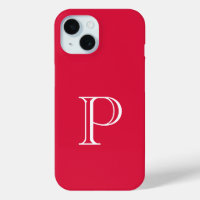 Crimson Red Solid Color Monogram Initiaal