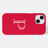 Crimson Red Solid Color Monogram Initiaal Case-Mate iPhone Case (Achterkant (horizontaal))