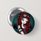 "Crimson" Red Tattoo Cyber Gothic Angel Button (Voorkant /achterkant)