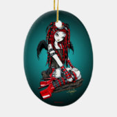 "Crimson" Red Tattoo Cyber Gothic Angel Ornament (Achterkant)