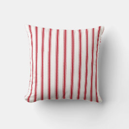 Crimson Red Ticking Tape Kussen