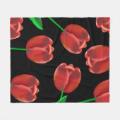 Crimson Red Tulips Fleece Deken (Voorkant (Horizontaal))