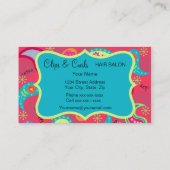 Crimson Red Turquoise Blue Modern Paisley Pattern Visitekaartje (Achterkant)