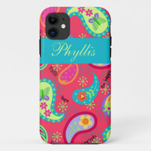 Crimson Red Turquoise Modern Paisley Pattern Case-Mate iPhone Case