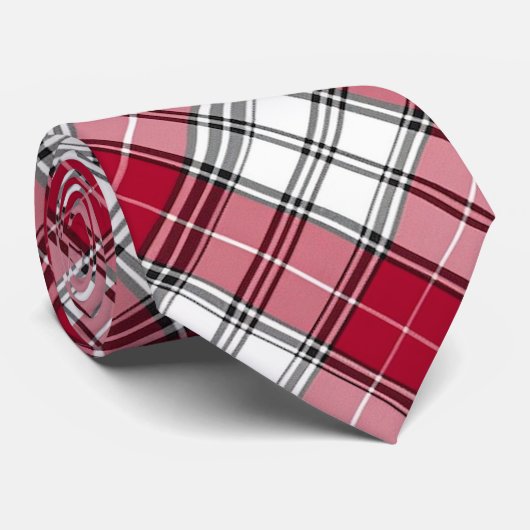 Crimson Red & White Plaid Stropdas (Opgerold)