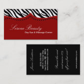 Crimson Red Zebra Print Animal Visitekaartje (Voorkant / Achterkant)