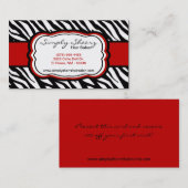 Crimson Red Zebra Print Hair Salon Visitekaartje (Voorkant / Achterkant)