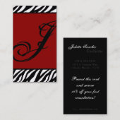 Crimson Red Zebra Print Pattern Visitekaartje (Voorkant / Achterkant)