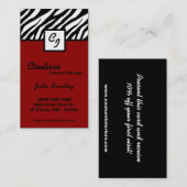 Crimson Red Zebra Print Personaliseer Visitekaartj Visitekaartje (Voorkant / Achterkant)