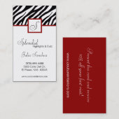 Crimson Red Zebra Print Personaliseer Visitekaartj Visitekaartje (Voorkant / Achterkant)