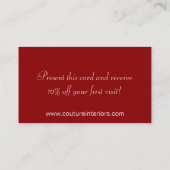 Crimson Red Zebra Print Personaliseer Visitekaartj Visitekaartje (Achterkant)