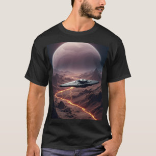 Crimson Rift: Sterrenschip boven buitenaardse puin T-shirt