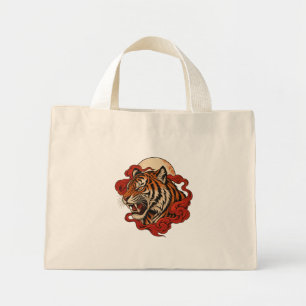 Crimson Roar — Japan-Inspireerde Tijgerkunst Mini Tote Bag