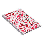 Crimson rode driehoeken op witte retro achtergrond notitieboek (Rechterzijde)