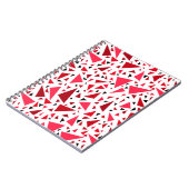 Crimson rode driehoeken op witte retro achtergrond notitieboek (Linkerzijde)