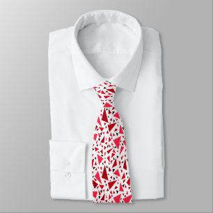 Crimson rode driehoeken op witte retro achtergrond stropdas