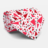 Crimson rode driehoeken op witte retro achtergrond stropdas (Opgerold)