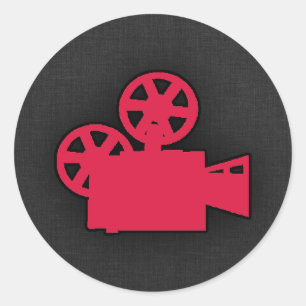 Crimson rode filmcamera ronde sticker