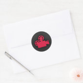 Crimson rode filmcamera ronde sticker (Envelop)