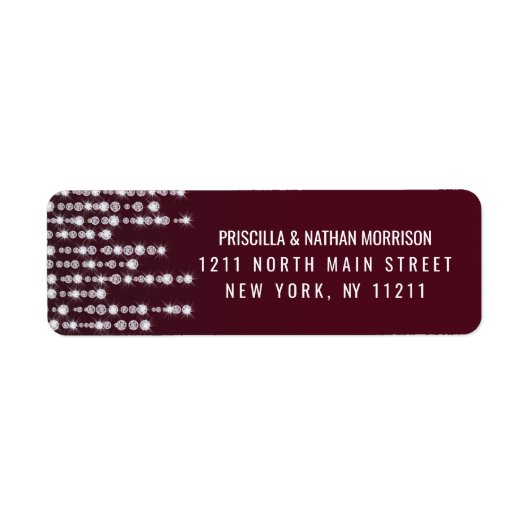 Crimson Rode Hangende Diamantlichten Bruiloft Etiket (Voorkant)