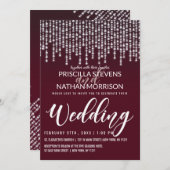 Crimson Rode Hangende Diamantlichten Bruiloft Kaart (Voorkant / Achterkant)