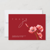 Crimson Rode Klaprozen Wildbloemen Bruiloft Bedankkaart (Voorkant)