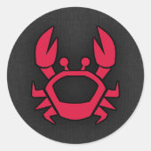 Crimson rode krab ronde sticker (Voorkant)