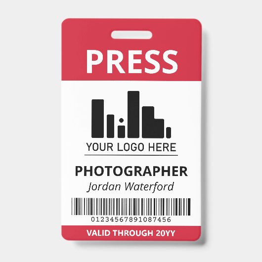 Crimson Rode Logo Bar Code Pers ID Badge (Voorzijde)