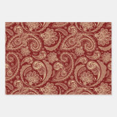 Crimson rood en beige  paisley inpakpapier vel (Voorkant 2)