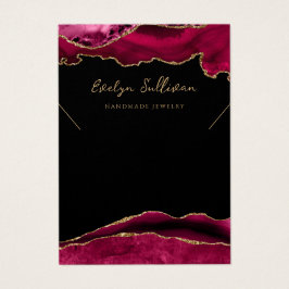 Crimson rood en goud agaat ketting display kaart