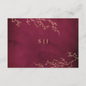 Crimson Rood & Goud Botanische Elegante Bruiloft Informatiekaartje (Achterkant)