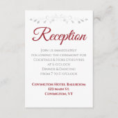 Crimson Rood op Wit Elegant Bruiloft Receptie Informatiekaartje (Voorkant)