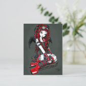 "Crimson" Rood Tattoo Cyber Gothic Angel Briefkaar Briefkaart (Staand voorkant)