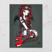 "Crimson" Rood Tattoo Cyber Gothic Angel Briefkaar Briefkaart (Voorkant)