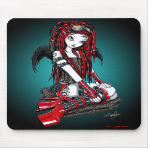 "Crimson" Rood Tattoo Cyber Gothic Angel Mousepad Muismat