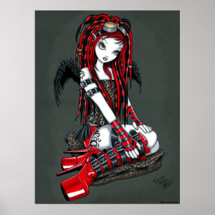 "Crimson" Rood Tattoo Cyber Gothic Angel Poster