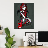 "Crimson" Rood Tattoo Cyber Gothic Angel Poster (Thuiskantoor)