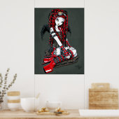 "Crimson" Rood Tattoo Cyber Gothic Angel Poster (Keuken)