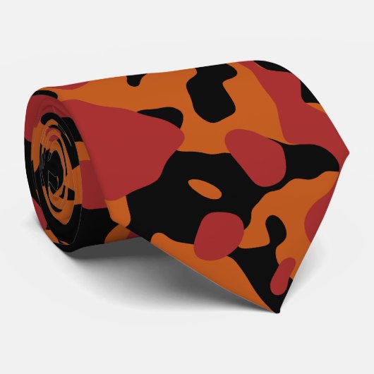 Crimson rood, verbrand Sinaasappel en zwarte camou Stropdas (Opgerold)