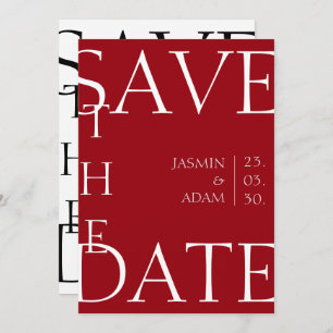 Crimson rood wit minimale foto bruiloft save the date