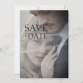 Crimson rood wit monogram foto bruiloft save the date (Achterkant)